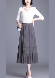 Plus Size Black Tulle Tiered Fall Wear on both sides Skirt