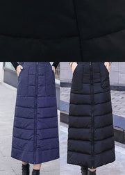 Plus Size Black Zip Up Pockets Fine Cotton Filled Skirt Winter