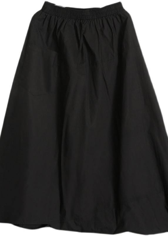 Plus Size Black asymmetrical design Elastic Waist Summer Linen Skirts - SooLinen