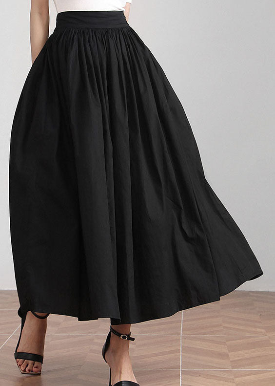 Plus Size Schwarze elastische Taille Cinched Röcke Frühling