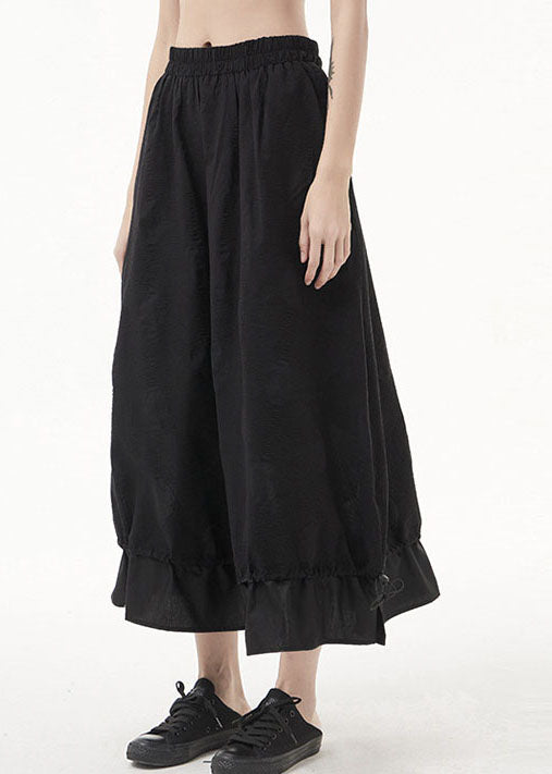 Plus Size Black elastic waist Patchwork Skirt Spring