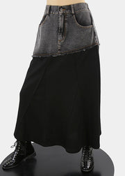 Plus Size Schwarze elastische Taille Taschen A-Linie Röcke Frühling