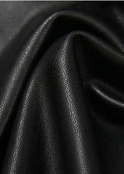 Plus Size Schwarzer elastischer Taillen-Spitze-Patchwork-Kunstleder-Rock Frühling