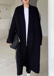Plus Size Black fashion Knit Loose Coat Winter