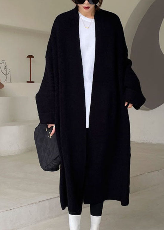Plus Size Black fashion Knit Loose Coat Winter