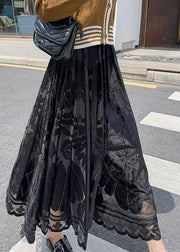 Plus Size Black fashion Velour Skirt Winter