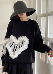 Plus Size Black fashion cozy Knit Sweater Spring