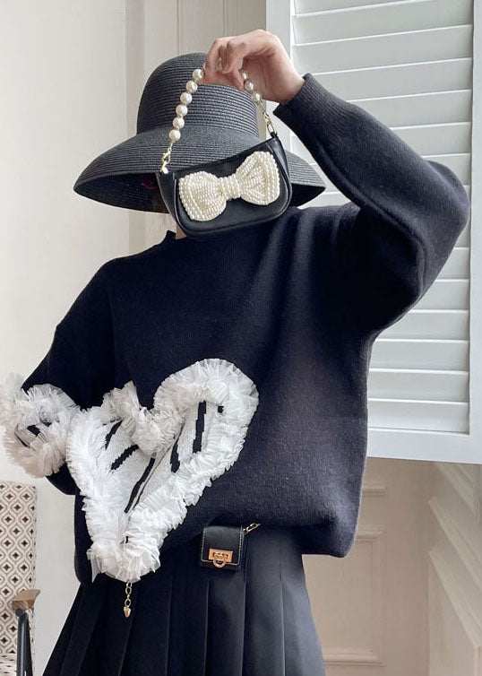 Plus Size Black fashion cozy Knit Sweater Spring