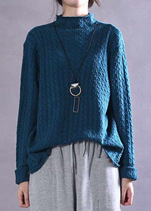 Plus Size Blue Casual Knit top Spring