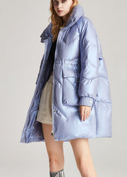 Plus Size Blue Stand Collar drawstring Warm Winter Duck Down Winter Coats