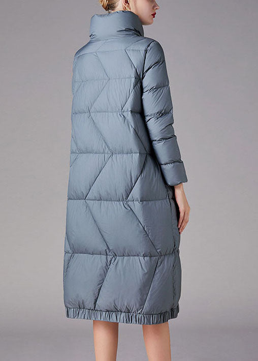 Plus Size Blue zippered Pockets Winter Duck Down Coats
