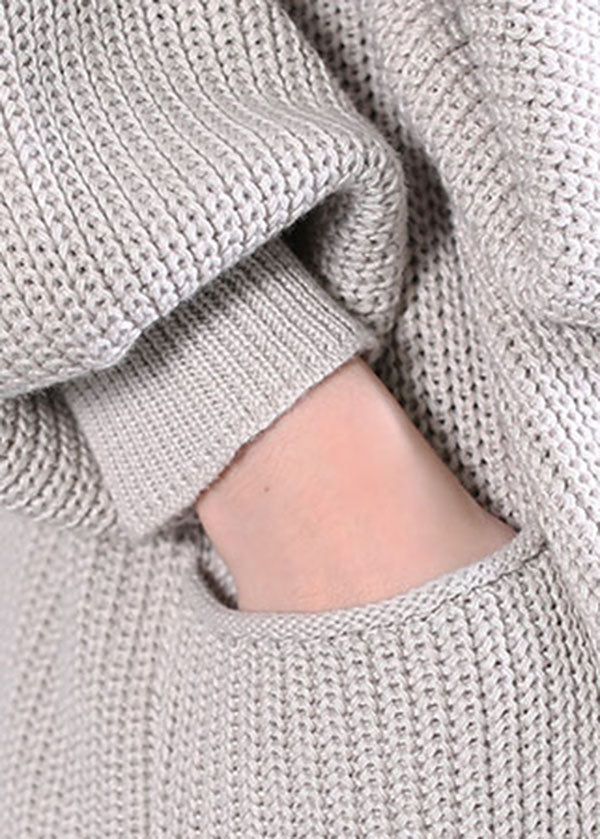 Plus Size Boho Grey Button cozy Knit Cardigan Spring