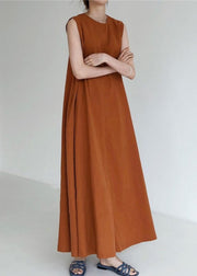 Plus Size Brown Red O-Neck Maxi Dresses Summer