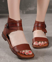 Plus Size Chocolate best sandals for walking Cowhide Leather - SooLinen