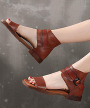 Plus Size Chocolate best sandals for walking Cowhide Leather - SooLinen