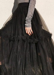 Plus Size Classy Black Mode Tüll Röcke Frühling