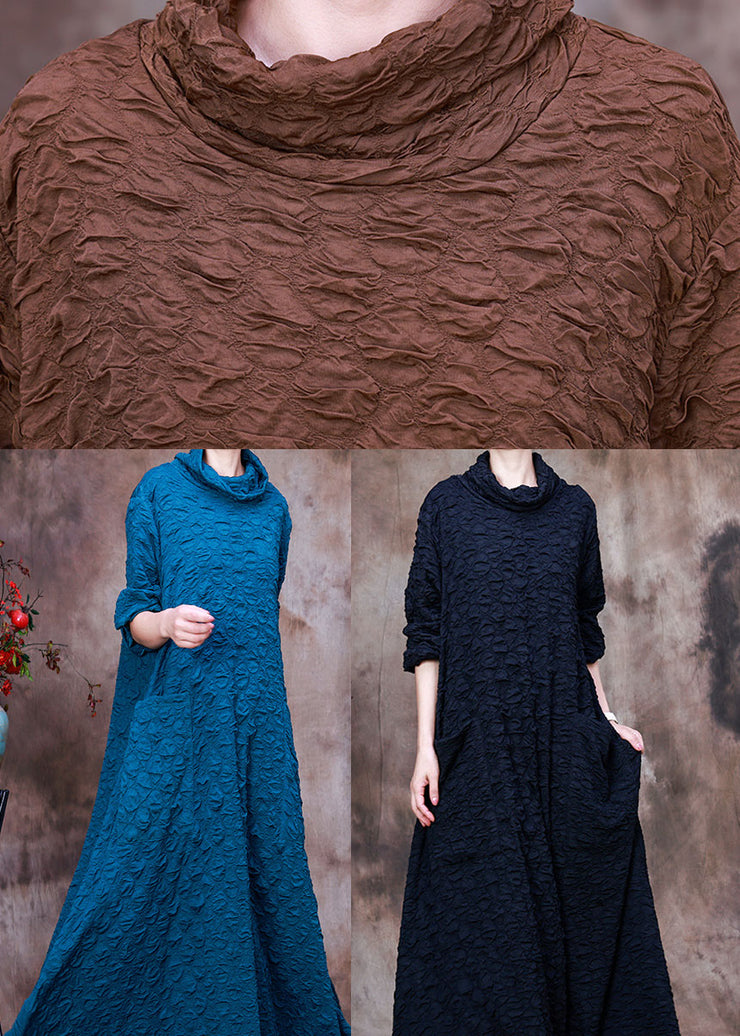 Plus Size Chocolate Asymmetrical Long Dress Spring