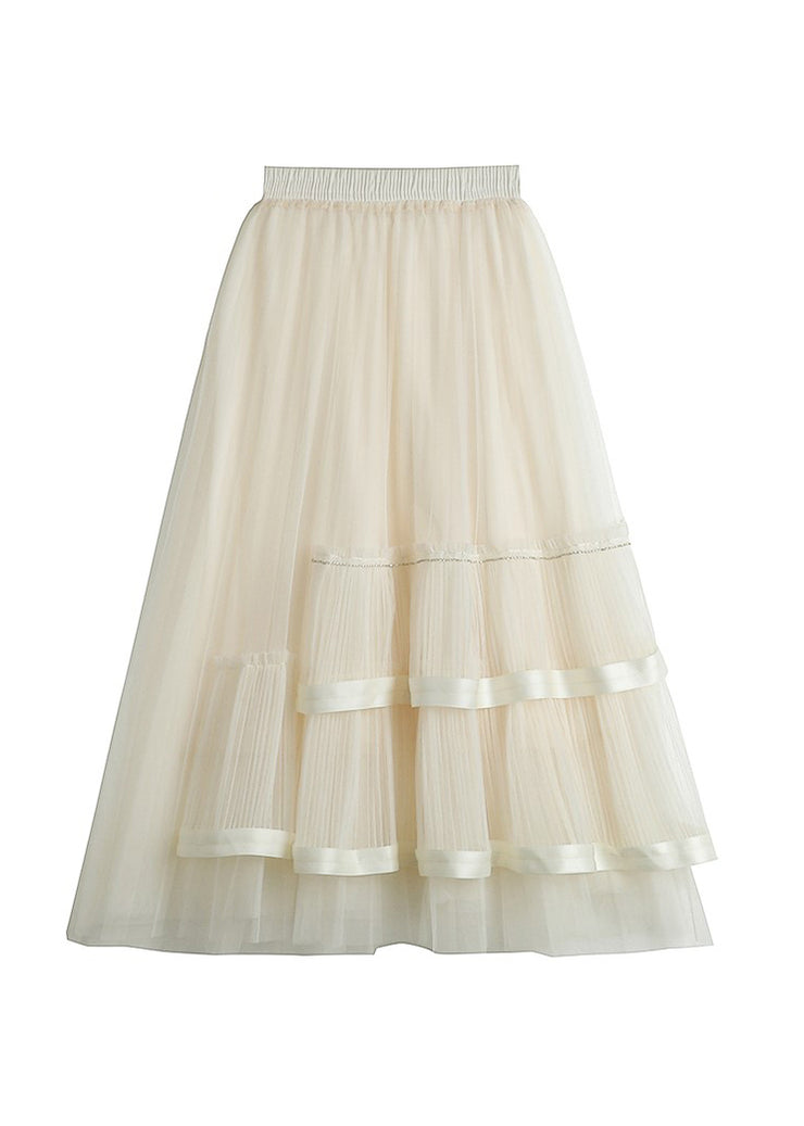 Plus Size Chocolate Asymmetrical Patchwork High Waist Tulle Skirts Summer
