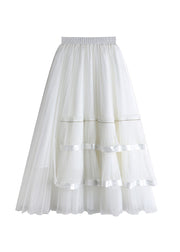 Plus Size Chocolate Asymmetrical Patchwork High Waist Tulle Skirts Summer