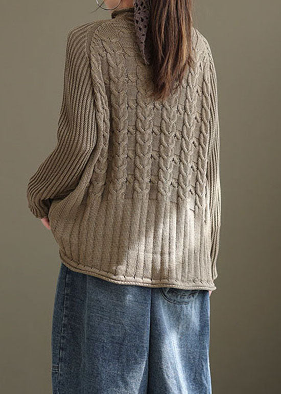 Plus Size Chocolate Loose cozy Knit Sweater Winter