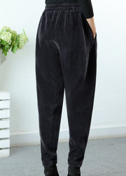 Plus Size Chocolate asymmetrical design Pockets Thick Harem Winter Pants
