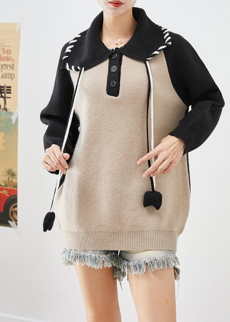 Plus Size Colorblock Oversized Patchwork Knit Pullover Streetwear Fall