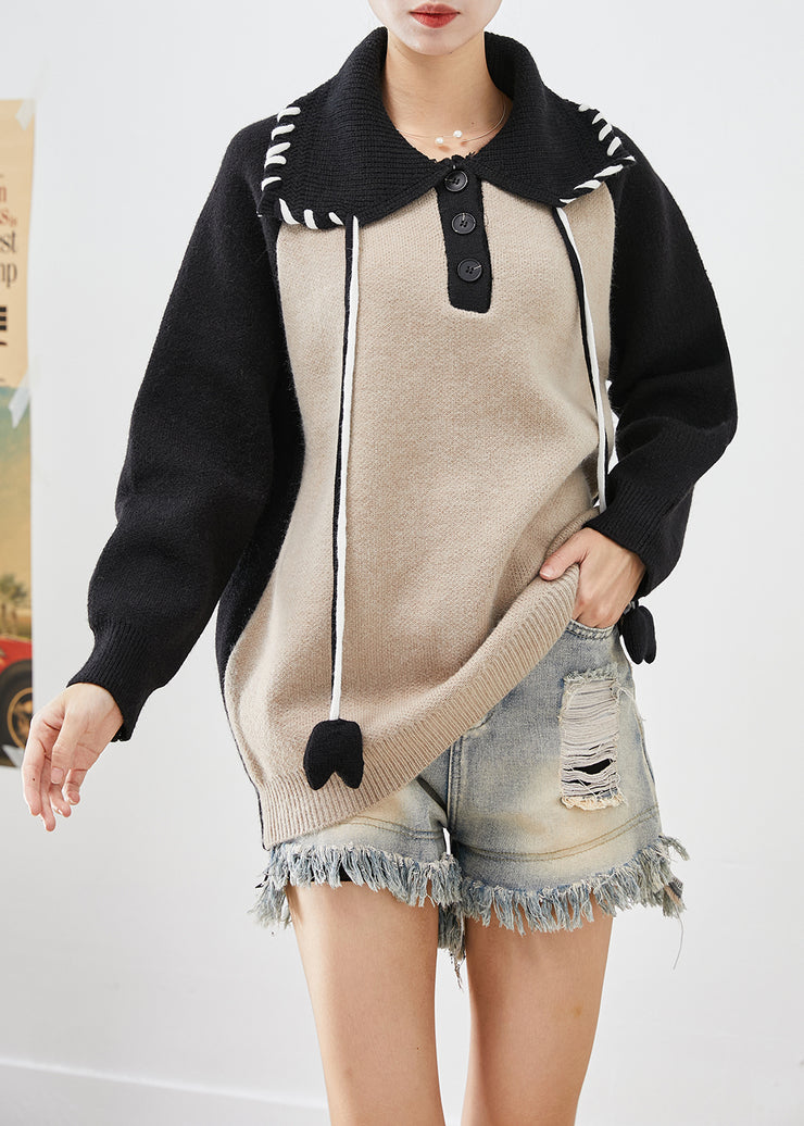 Plus Size Colorblock Oversized Patchwork Knit Pullover Streetwear Fall