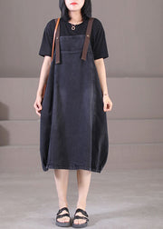Plus Size Denim Blue Original Design Cotton Strap Long Dresses Summer