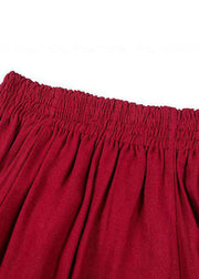 Plus Size French Red Pockets Silk Skirts Spring