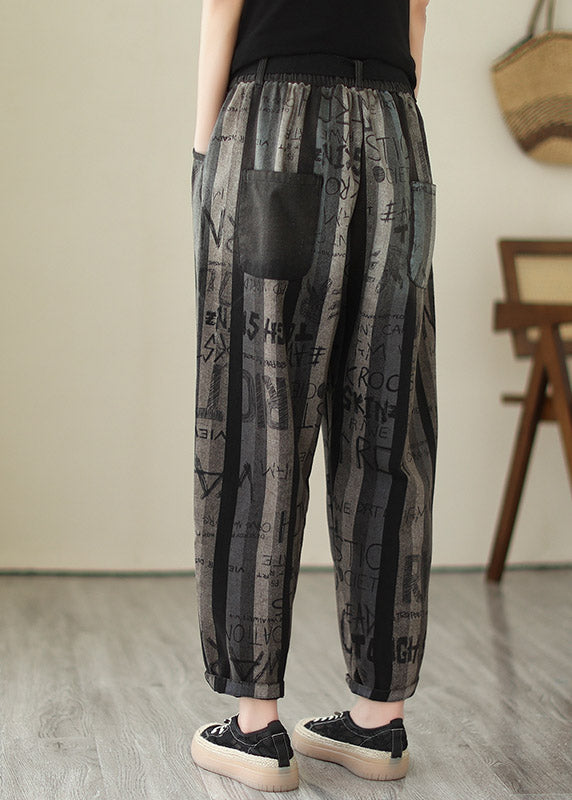 Plus Size Graphic Print Elastic Waist Crop Pants Summer