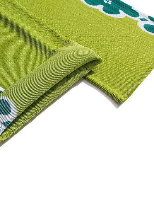 Plus Size Green O-Neck Knitted Print Tops und Crop Pants Zweiteiliges Set mit kurzen Ärmeln