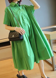 Plus Size Green Oversized Patchwork Exra Large Hem Cotton Shirt Dresses Summer