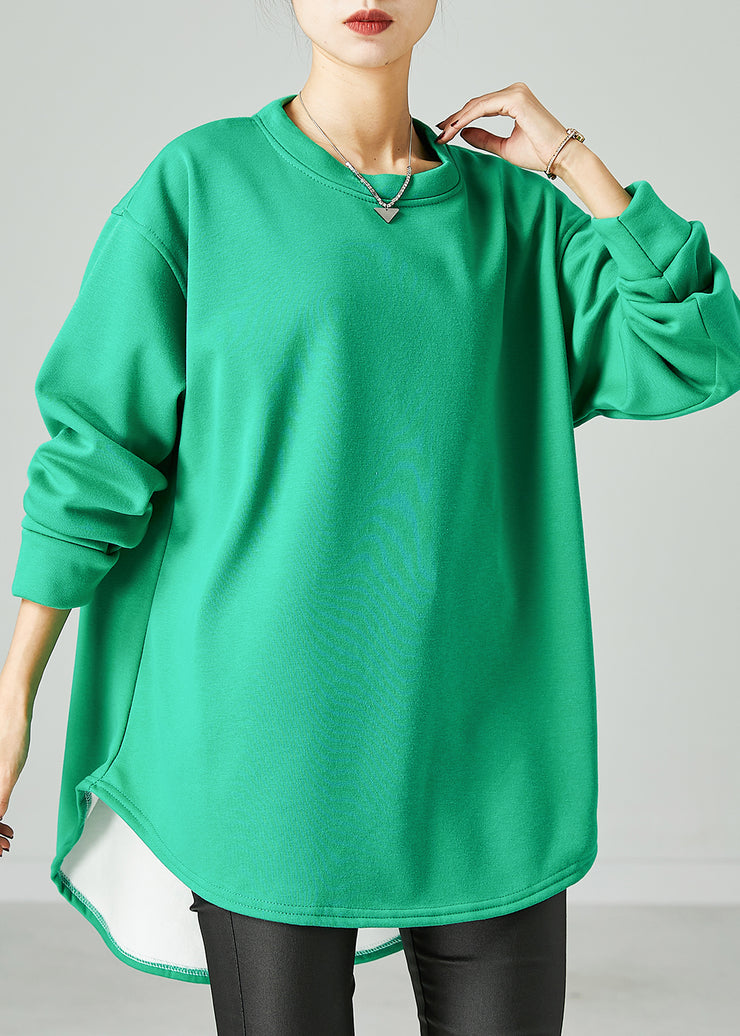 Plus Size Green Oversized Warm Fleece Sweatshirts Top Spring