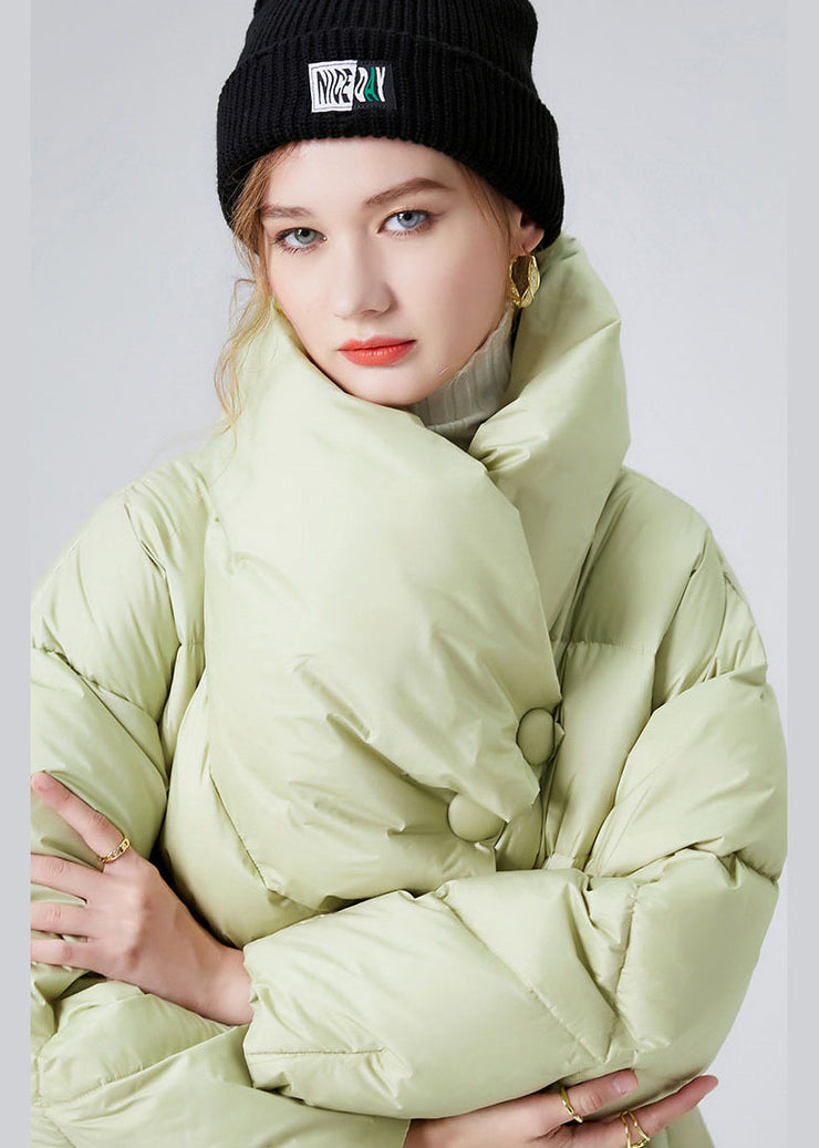 Plus Size Green Stand Collar Warm Duck Down Down Coat Winter