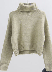 Plus Size Green Turtleneck Knit Pullover Spring