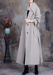 Plus Size Grey tie waist button Peter Pan Collar Trench coats Spring