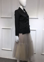 Plus Size Italian Grey wrinkled tulle Skirts Spring