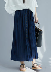 Plus Size Khaki Exra Large Hem Side Open Cotton Pleated Skirts Summer