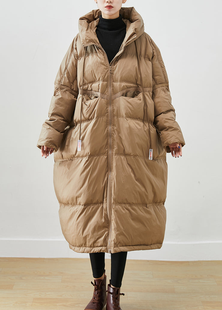 Plus Size Khaki Oversized Drawstring Duck Down Winter Coats Winter