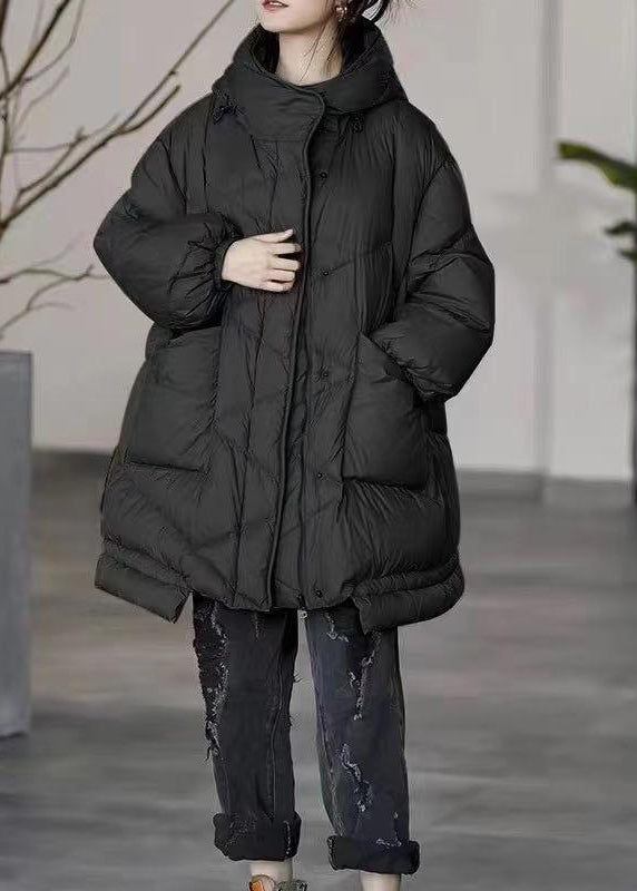 Plus Size Khaki Oversized Pockets Duck Down Puffer Jacket Winter