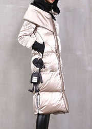 Plus Size Khaki Patchwork Duck Down Winter-Daunenmantel mit Reißverschluss