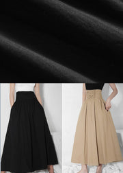 Plus Size Khaki tie waist Ruffles Summer Skirts - SooLinen