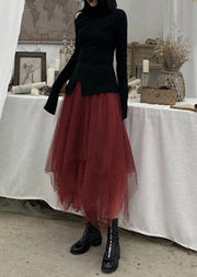 Plus Size Mulberry Asymmetrical fashion Tulle Skirts Spring