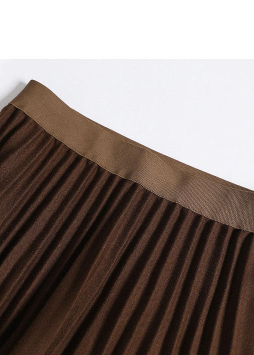 Plus Size Natural Chocolate thick pleated skirt Winter