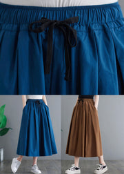 Plus Size Navy Tie Waist Solid Crop Pants Skirt Summer