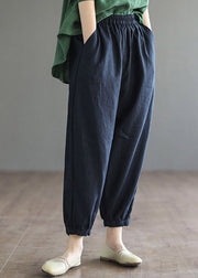 Plus Size Navy elastic waist harem Cotton Pants Summer