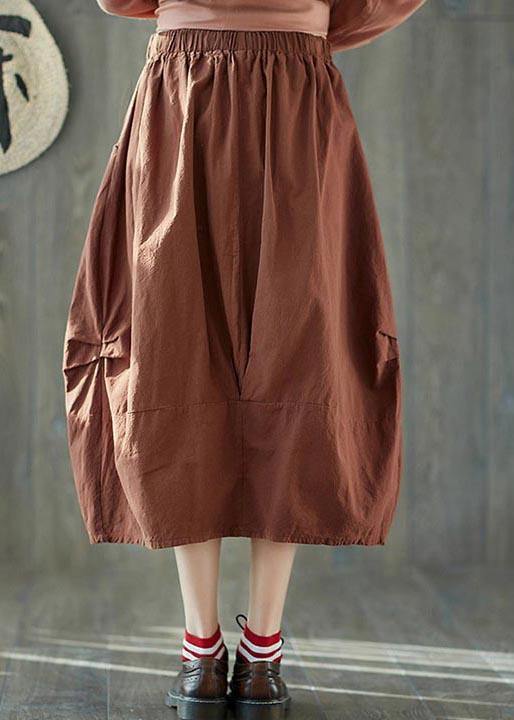 Plus Size Orange Cinched lantern Cotton Linen Skirts Summer - SooLinen