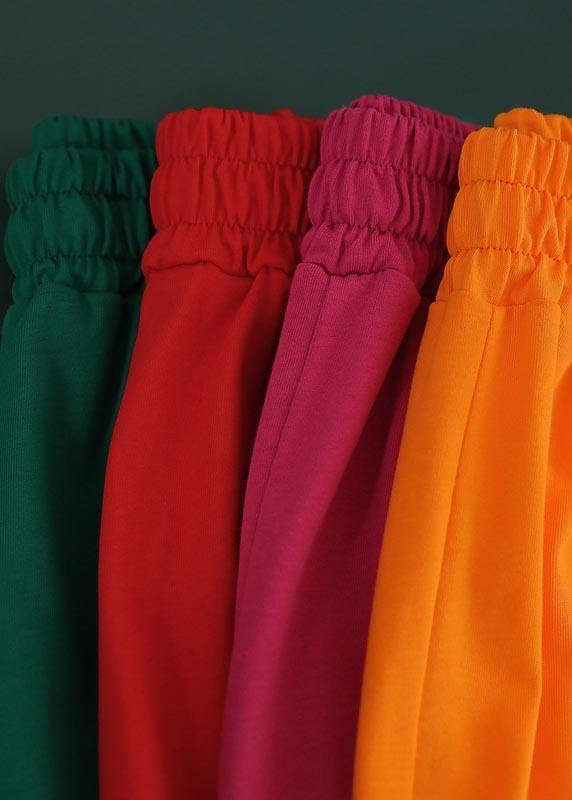 Plus Size Orange Pockets Harem Pants Summer - SooLinen