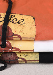 Plus Size Orange Print Cotton Sweatshirts Top - SooLinen