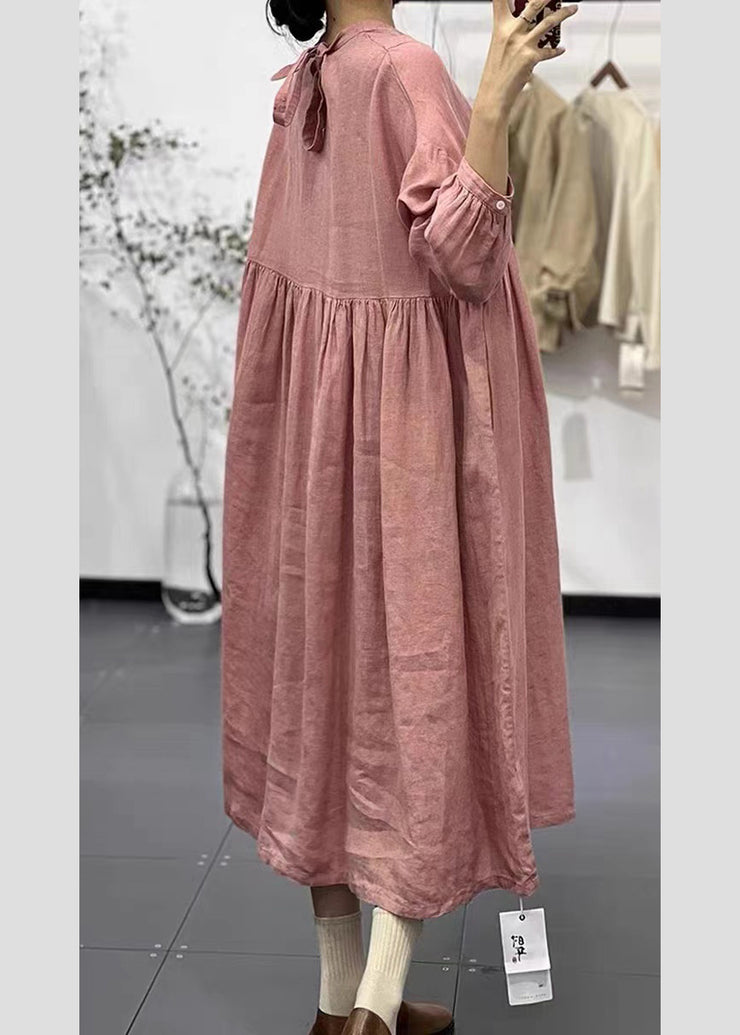 Plus Size Pink Oversized Exra Large Hem Linen Dress Spring